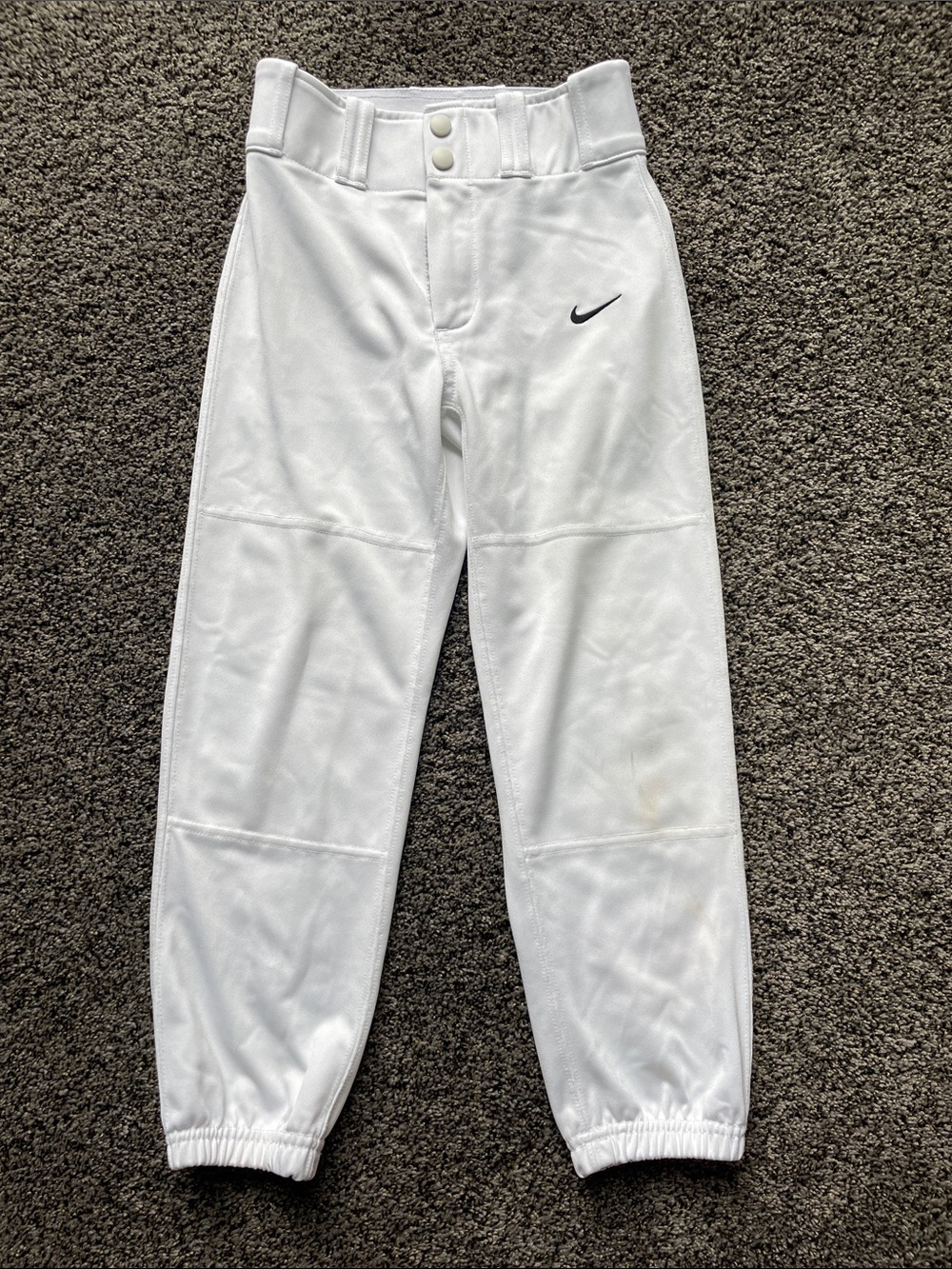 Nike White Baseball Pants with Black Swoosh- size youth small